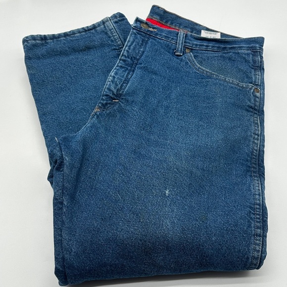 Vintage LL Bean Fleece Lined Jeans- Red Fleece Lined size 38 x30 - Picture 1 of 7